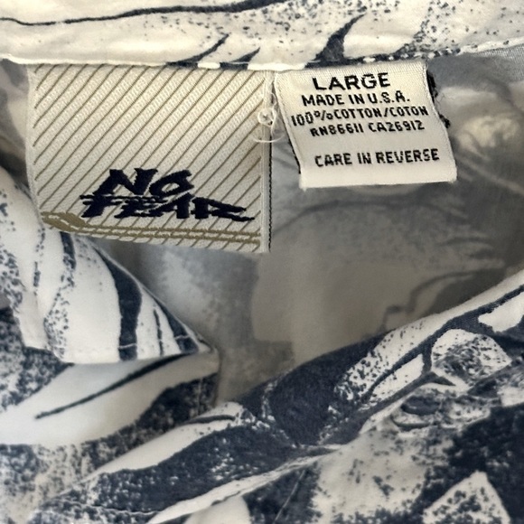 Vintage 90s No Fear Men’s Hawaiian Button Up Short Sleeve Pocket Shirt Size L‍ - Picture 6 of 7